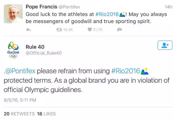 Twitter User Suspended After Replying Pope Francis
